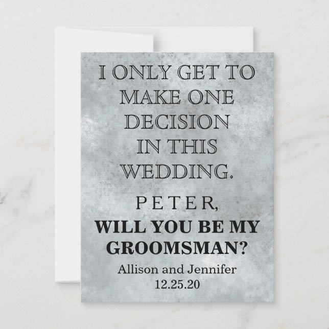 Will you be my Groomsman? Personalized Invitation (Front)