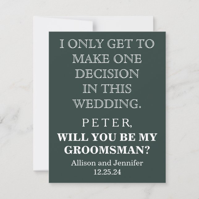 Will you be my Groomsman? Personalized Invitation (Front)