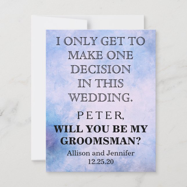 Will you be my Groomsman? Personalized Invitation (Front)
