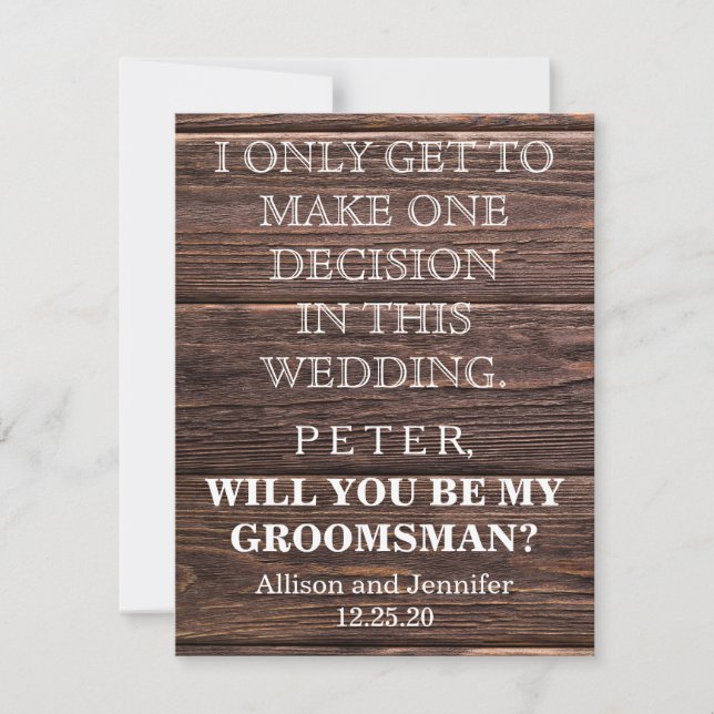 Will you be my Groomsman? Personalized Invitation (Front)