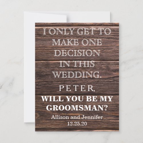 Will you be my Groomsman Personalized Invitation