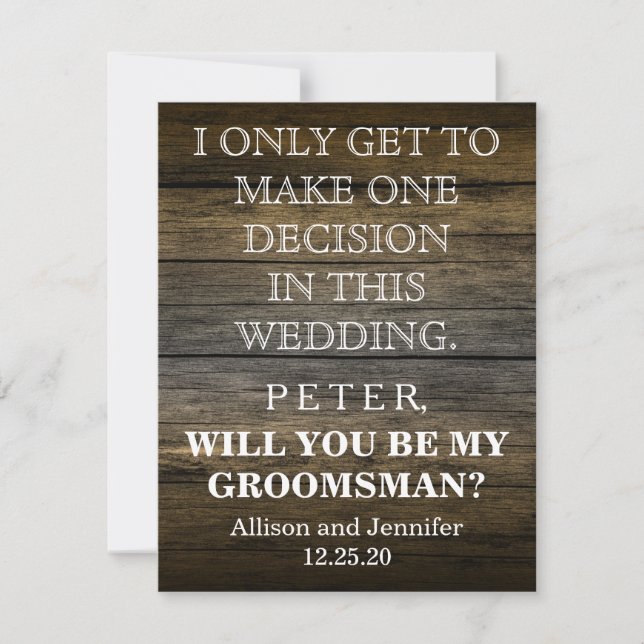 Will you be my Groomsman? Personalized Invitation (Front)