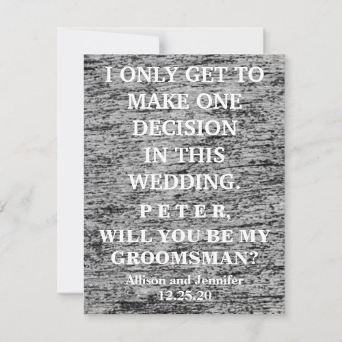 Will you be my Groomsman Personalized Invitation