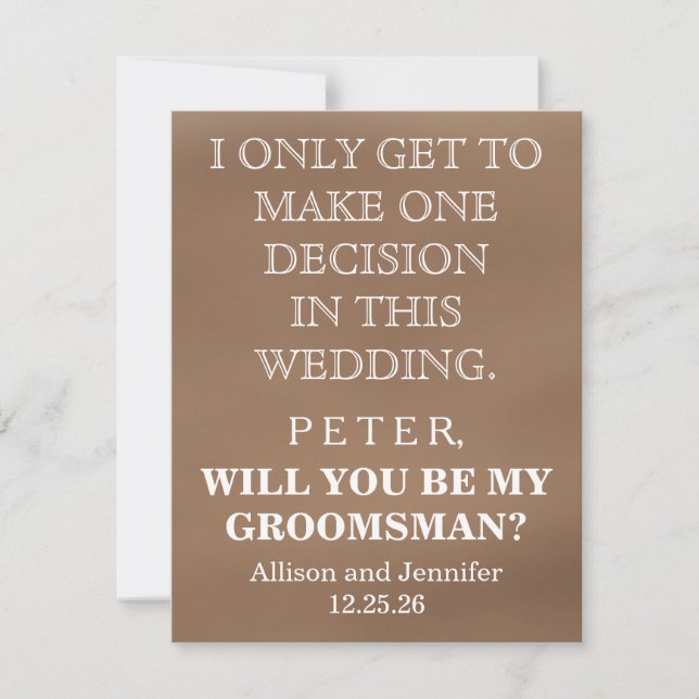 Will you be my Groomsman? Personalized Invitation (Front)
