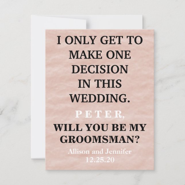 Will you be my Groomsman? Personalized Invitation (Front)
