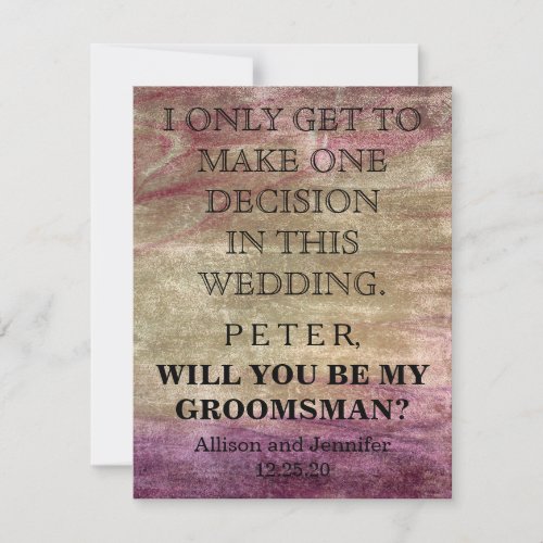 Will you be my Groomsman Personalized Invitation