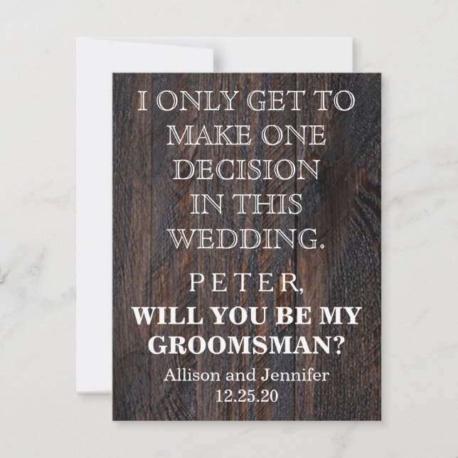 Will you be my Groomsman? Personalized Invitation (Front)