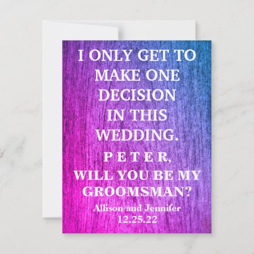 Will you be my Groomsman Personalized Invitation