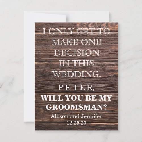 Will you be my Groomsman Personalized Invitation