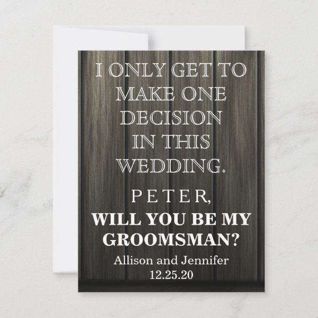 Will you be my Groomsman? Personalized Invitation (Front)