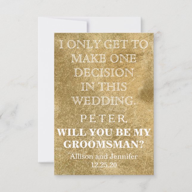 Will you be my Groomsman? Personalized Invitation (Front)