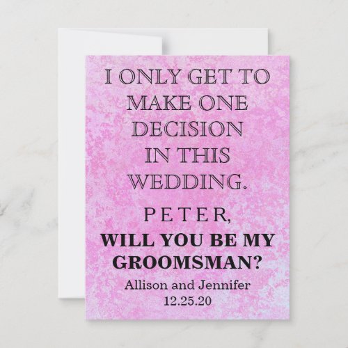Will you be my Groomsman Personalized Invitation
