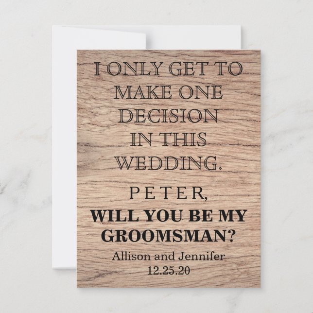 Will you be my Groomsman? Personalized Invitation (Front)