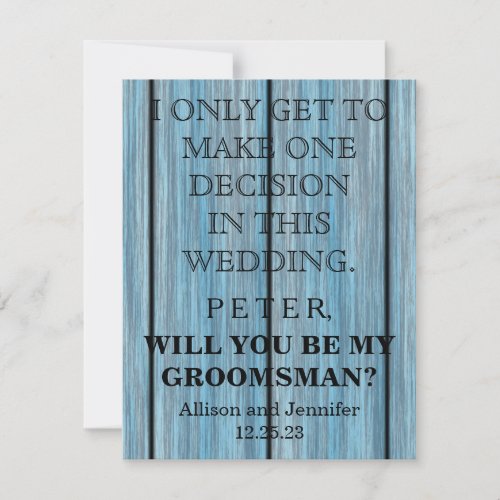 Will you be my Groomsman Personalized Invitation