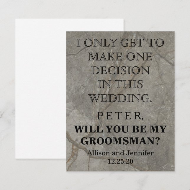 Will you be my Groomsman? Personalized Invitation (Front/Back)