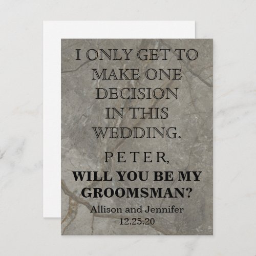 Will you be my Groomsman Personalized Invitation