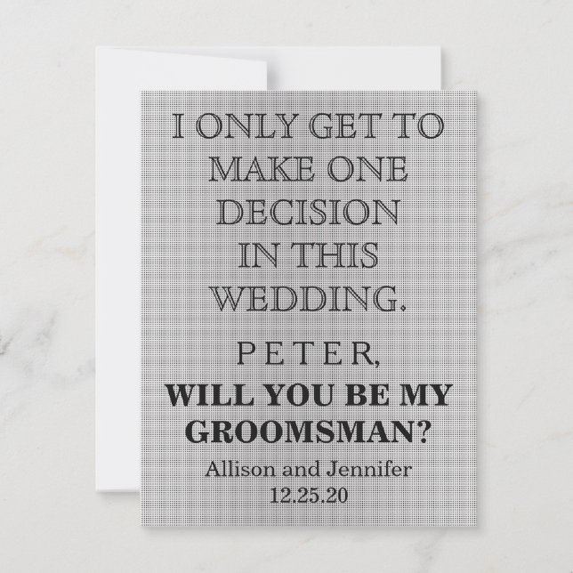 Will you be my Groomsman? Personalized Invitation (Front)