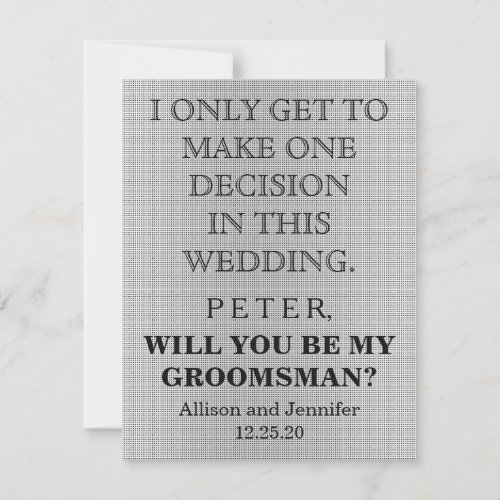 Will you be my Groomsman Personalized Invitation