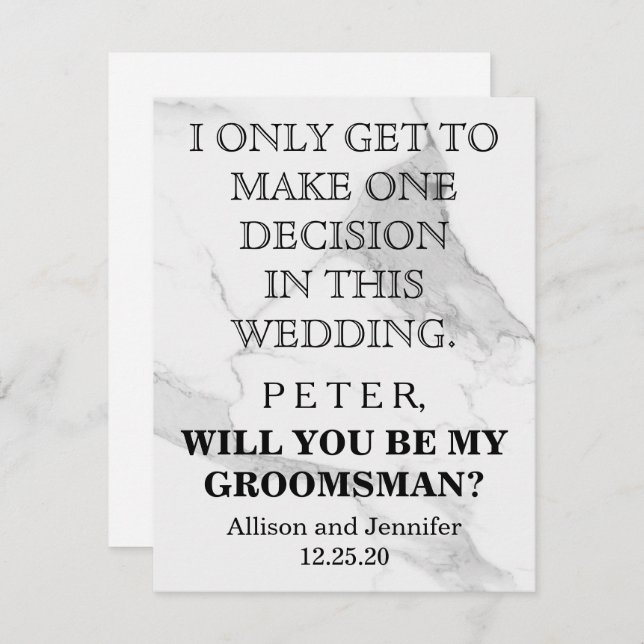 Will you be my Groomsman? Personalized Invitation (Front/Back)