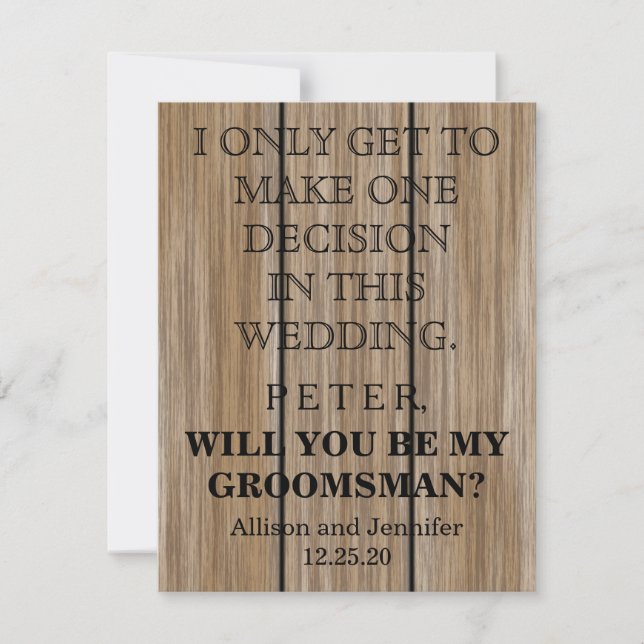 Will you be my Groomsman? Personalized Invitation (Front)