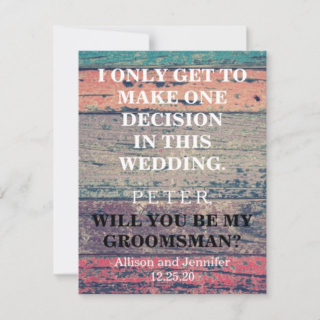 Will you be my Groomsman? Personalized Invitation (Front)