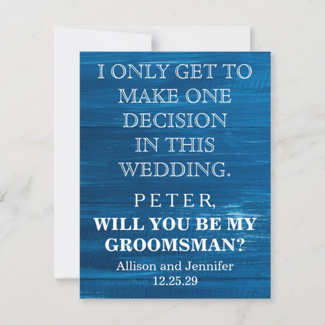 Will you be my Groomsman? Personalized Invitation (Front)
