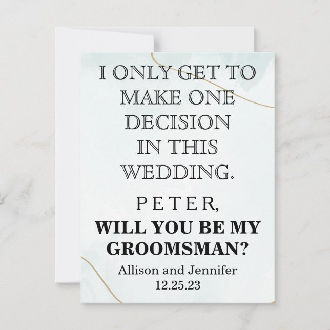 Will you be my Groomsman? Personalized Invitation (Front)