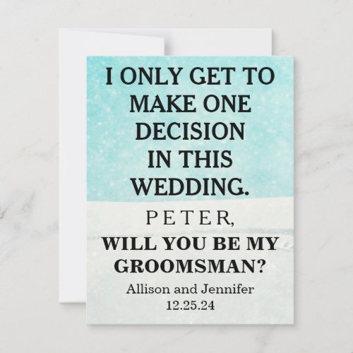 Will you be my Groomsman Personalized Invitation