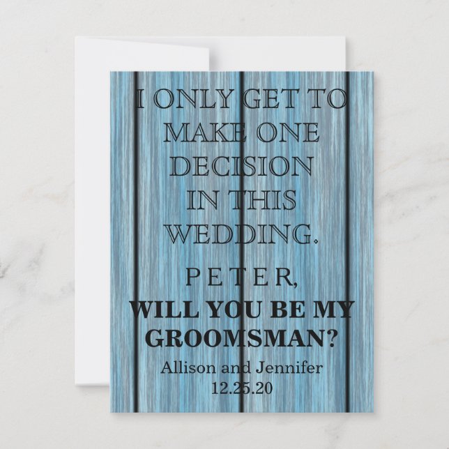 Will you be my Groomsman? Personalized Invitation (Front)