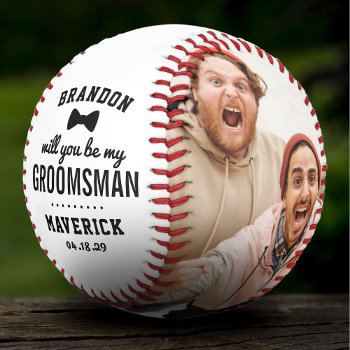 Will You Be My Groomsman Photo Baseball by special_stationery at Zazzle