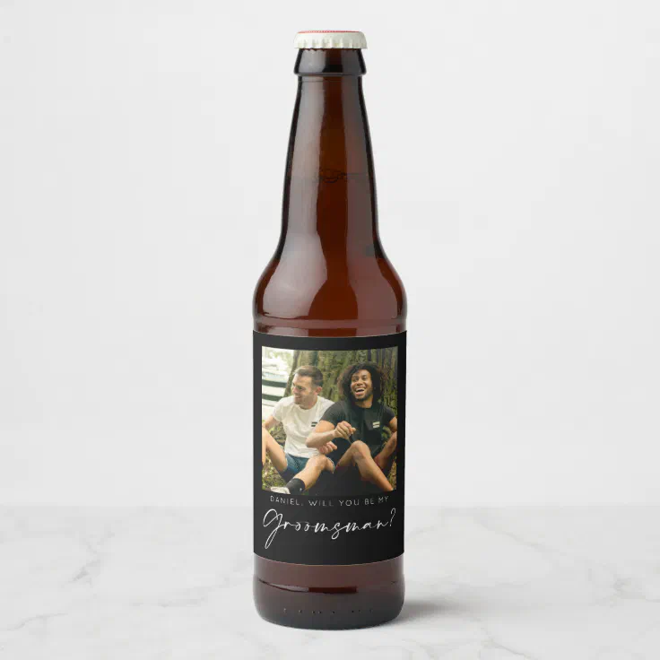 Will You Be My Groomsman Proposal with Photo Beer Bottle Label | Zazzle
