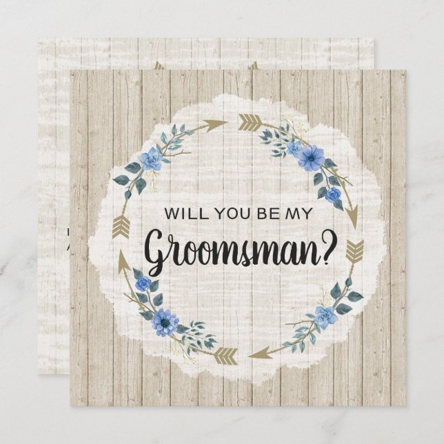 Will You Be My Groomsman Rustic Boho Arrows Invitation (Front/Back)