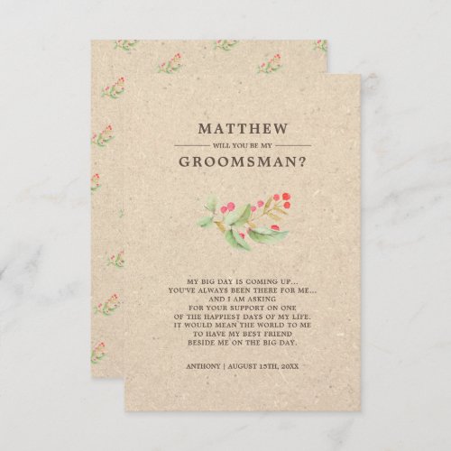 Will you be my Groomsman Rustic Invitations