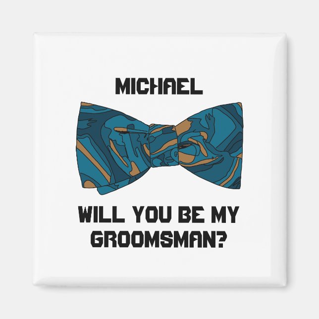 Will You Be My Groomsman? Stylish Tie Magnet (Front)