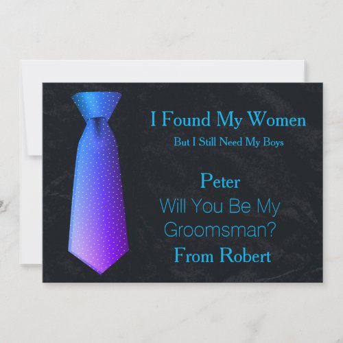 Will You Be My Groomsman Teal  White Tie Invitation