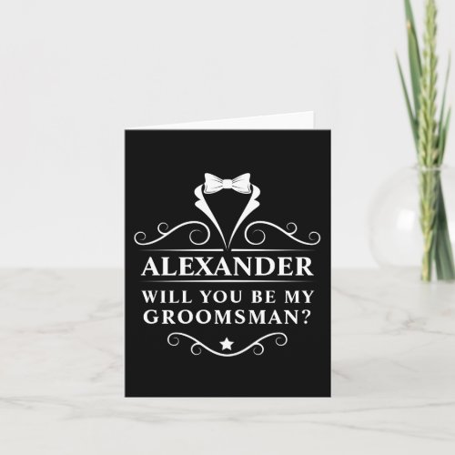 Will You Be My Groomsman Tuxedo Tie Black Note Card