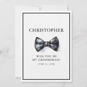 Will You Be My Groomsman Usher Best Man Black Invitation