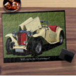 Will You Be My Groomsman? Vintage Car Jigsaw Puzzle<br><div class="desc">Getting married and love puzzles?  Here's a neat way to ask if your buddies will be your groomsman for your wedding.  A sleek,  light yellow,  classic,  vintage,  car on the grass,  and "Will you be my groomsman?" template text at the bottom.</div>