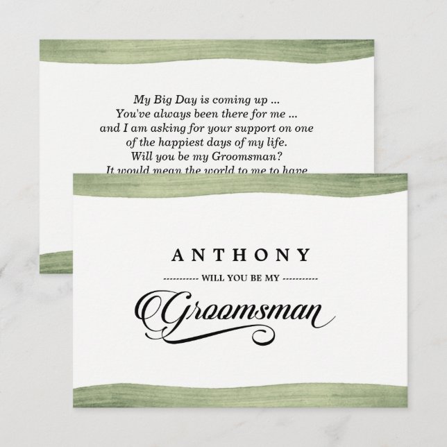 Will You be my Groomsman? Watercolor Invitations (Front/Back)
