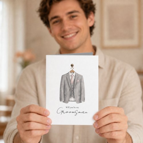 Will you be my Groomsman Watercolor Suit Card