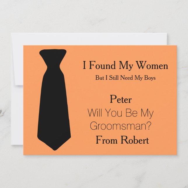 Will You Be My Groomsman white & Black Tie Invitation (Front)