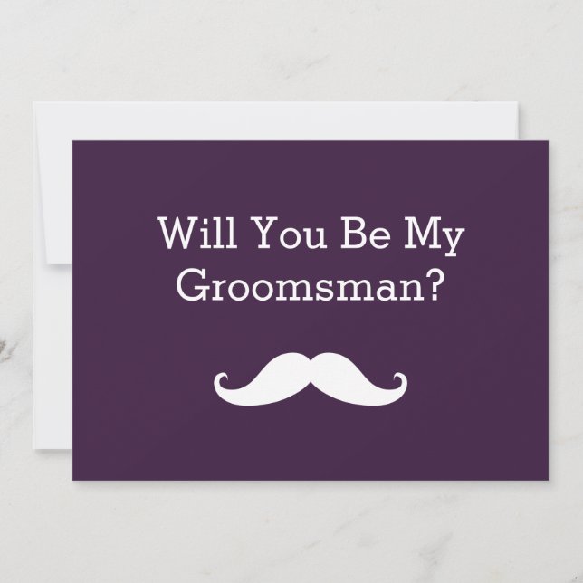 Will You Be My Groomsman White Mustache Invitation (Front)