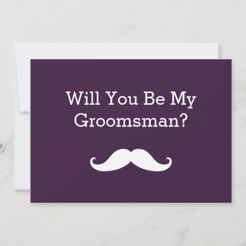 Will You Be My Groomsman White Mustache Invitation