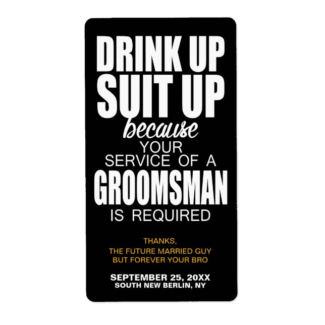 Will You Be My Groomsman? WINE LABEL Beer Label (Front)