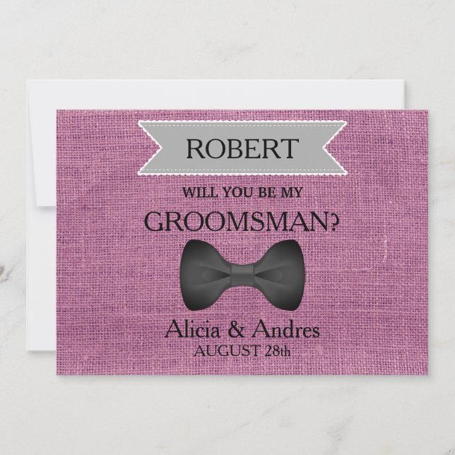 Will you be my Groomsman? with Bow Invitation (Front)