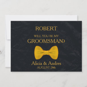 Will you be my Groomsman? with Gold Bow Invitation