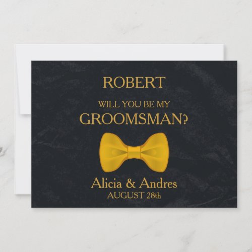 Will you be my Groomsman with Gold Bow Invitation