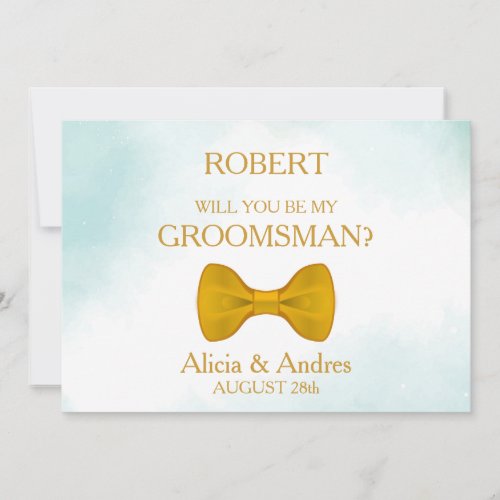 Will you be my Groomsman with Gold Bow Invitation