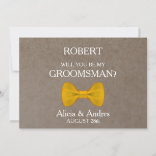 Will you be my Groomsman? with Gold Bow Invitation