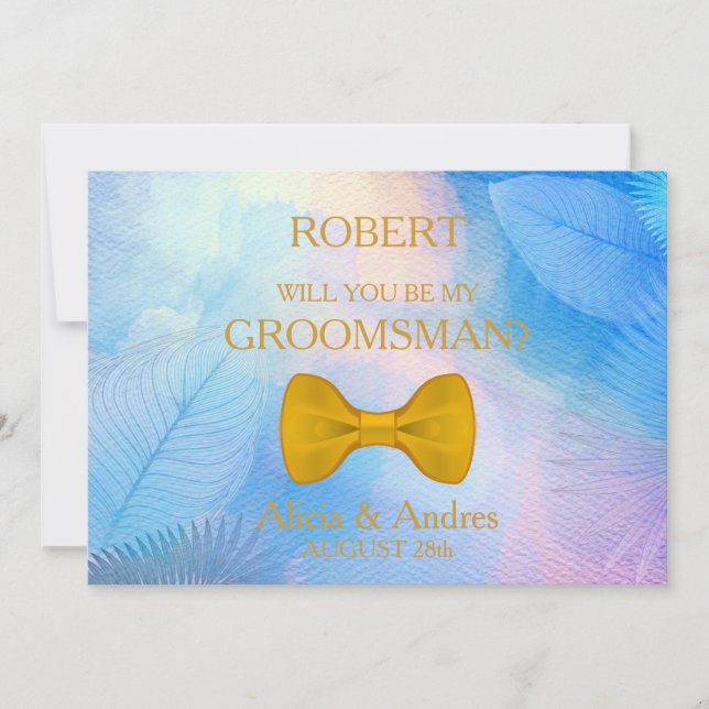Will you be my Groomsman? with Gold Bow Invitation (Front)